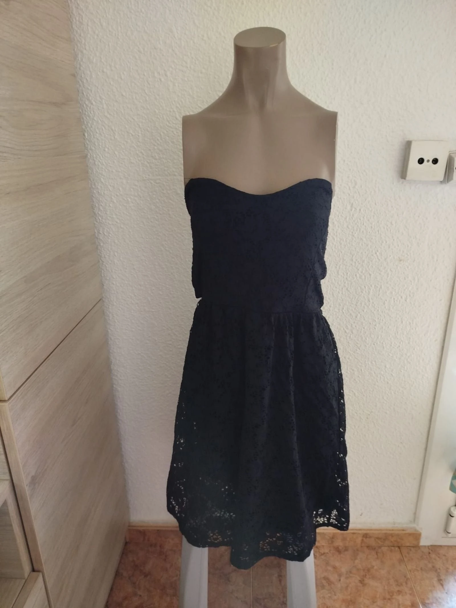 Vestido palabra de honor encaje talla M pimkie 